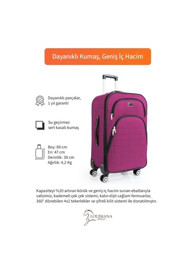 Büyük Boy 4 Teker Kumaş Valiz Pembe 1081 Pembe