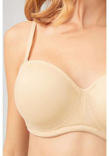 Ten Balenli Toparlayıcı Dolgusuz Straplez Lotus Sütyen Ten