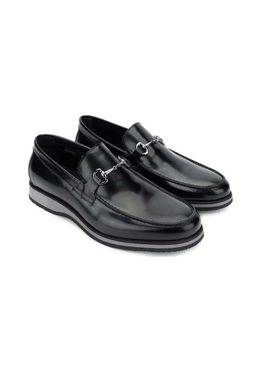 Tamer Tanca Erkek Hakiki Deri Siyah Açma Loafer Ayakkabı 183 30351 Erk Ayk Y24 Sıyah Acma