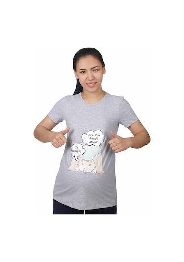 Mummy's Baby Hamile Tişört Are You Gri 7747