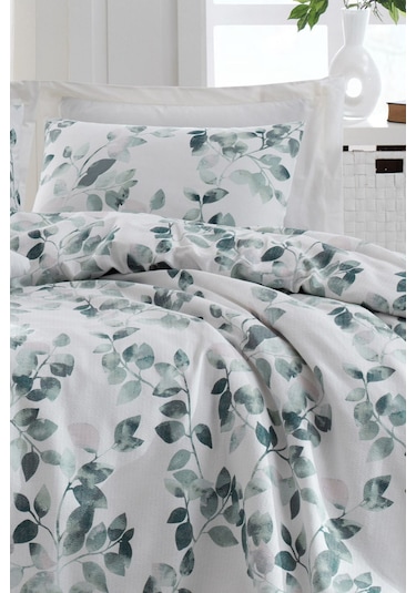 Enlora Home Pike Seti Baskılı Tek Kişilik Sabine Yeşil