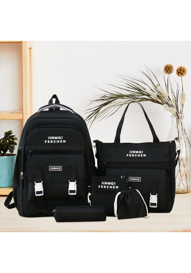 Suntek Okul Çantaları Set Tuval Sırt Çantası Kalem Çanta Siyah