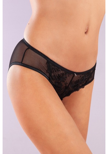 Golshan Gaspara Mini Slip, Kadın Güpürlü Tüllü Siyah Normal Kesim Külot Çok Renkli