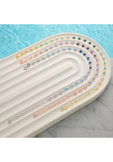 925 Ayar Gümüş. Mavi Renk Geçişli Tamtur Hal Hal Gold