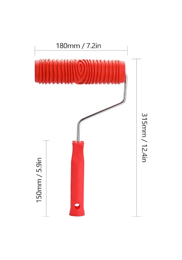 Youtek Kırmızı Rulo Boya Aleti, Desenli Duvar Dekorasyonu, Kauçuk Baskı Rulosu, Sanatsal Boya Uygulama Aracı