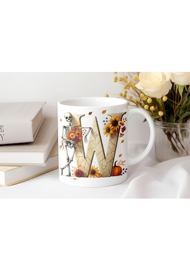 W Harfi Pembe Kareli Kalpli Göz Emojili Kupa Bardak Eğlenceli Kareli Tasarım Kahve Çay Kupası Beyaz