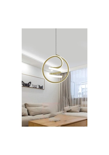 Renkoled Aydınlatma Kumandalı 3 Renk Modern Sarkıt Led Avize Gold Kasa Altın - Beyaz Işık