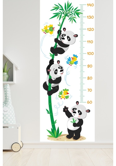 Boy Ölçer Sticker Sevimli Pandalar Ve Kuşlar Temalı