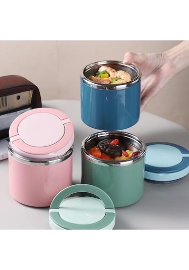 Pazly 600/800ml Mavi Paslanmaz Çelik Yalıtımlı Çorba Bardağı, Okul Çocuklar İçin Sıcak Tutucu Termos Kavanoz Mavi