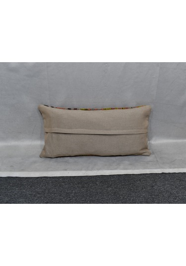 Zehra Abla Halı Yeni El Dokuma Dekoratif Lumbar Kilim Kırlent Yastık Kılıfı 6687 Çok Renkli