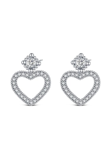 Flybuy S925 Gümüş Çember Küpe Kadın Moda Takı Çiçek Kalp Nbe0087 1.50 Cm - Gümüş Gümüş