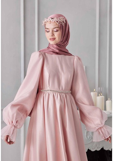 Gesshop Kadın Abiye Janjan Şal Gül Kurusu - Pembe
