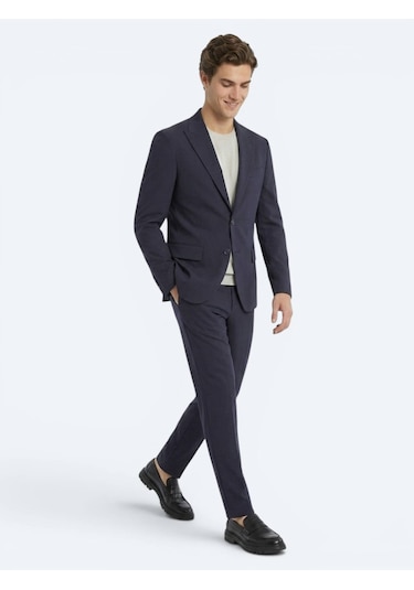 Kip Koyu Gri Düz Modern Fit Örme Takım Elbise