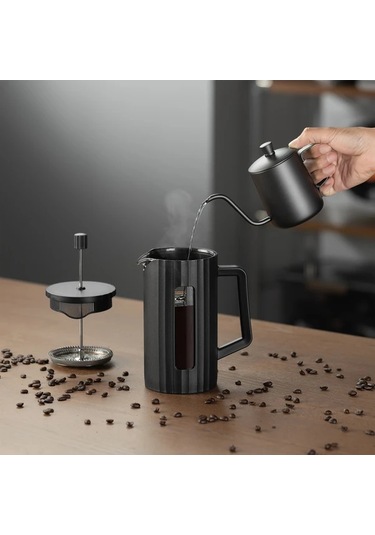 Xuweiwei 1 Adet Thejz 1000ml Fransız Press Kahve Makinesi 4 Seviye Filtreli Yeniden Kullanılabilir Beyaz Beyaz