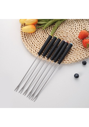 Yifomall Paslanmaz Çelik Fondü Çatal Seti - 6'lı Uzun Saplı, Çok Amaçlı Kullanım Diğer