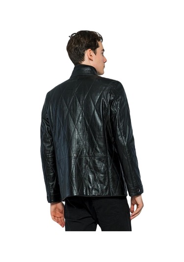 Basics&more Erkek Cepli Kapitoneli Deri Ceket - Ronaldo 001