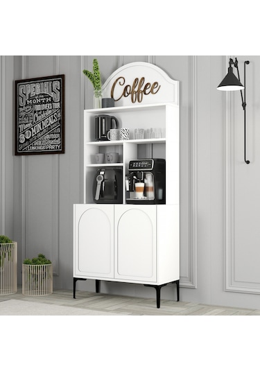 Lyon Kahve Köşesi 80cm - Beyaz / Siyah