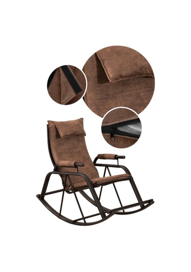 Sallanan Sandalye, Metal Ayaklı Tv Koltuğu, Sallanır Dinlenme Koltuğu, Demonte Sallanan Berjer Kahverengi