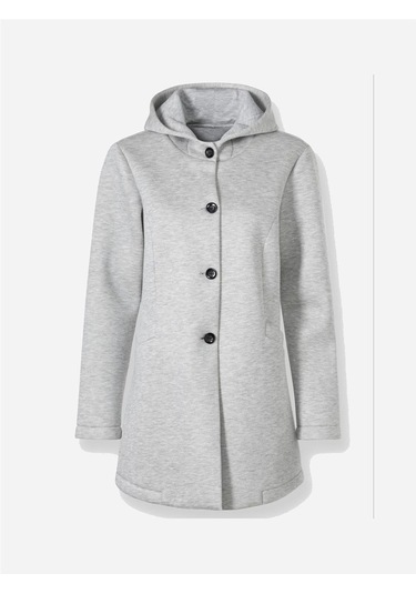 Bulalgiy Kadın Gri Kapşonlu Kaban - Bga707661 Gri