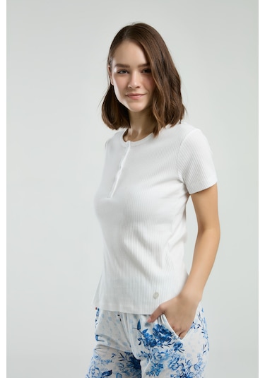 Pierre Cardin 8970 Kısa Kol Kadın Pijama Takımı Beyaz