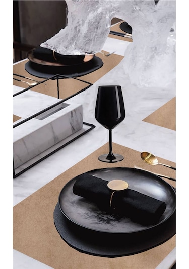 6'lı Kadife Dokulu Servis Peçetesi Bej