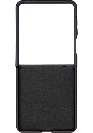 Bloomcase Flex Obsidian Black Hakiki Deri Samsung Galaxy Uyumlu Z Flip 7 Kılıf 6.9"-4.1" Siyah