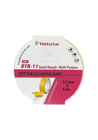 Yıldızlar Byb-11 Çift Tarafli Köpük Bant 12 Mm 5 Mt