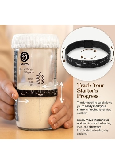 Trendooze Ekşi Hamur Mayası - 1000ml Cam Kavanoz, Termometreli, Kazıyıcılı, Kumaş Kapaklı