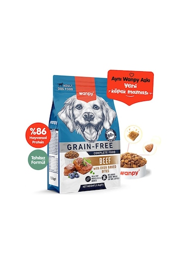 Wanpy With Oven Baked Bites Sığır Etli Tahılsız Yetişkin Köpek Maması 1500 G