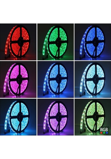 5metre Led Şerit 5050 Dc12v Mavi Renkli 60led/m Ip65 Işık Aydınlatma Lambası Hortum Kendinden Yapışkanlı Mavi