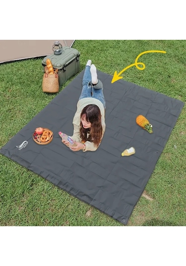 Vkemall Gri 210x200cm 3000mm Su Geçirmez Oxford Bezi Kamp Yatakları, Piknik Matları, Çadır Altlığı - 3 Katlı Dayanıklı, Hafif Ve Çabuk Katlanabilir Gri