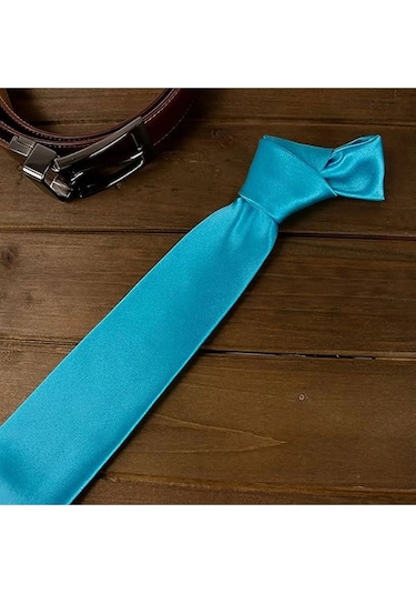 Tezzgelsin Erkek Saten Kravat ve Mendil Set Turkuaz
