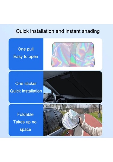 145x90 Cm Araba Ön Cam Güneşlik Renkli Lazer Isı Yalıtımı Güneş Koruyucu Güneşlik Şemsiye