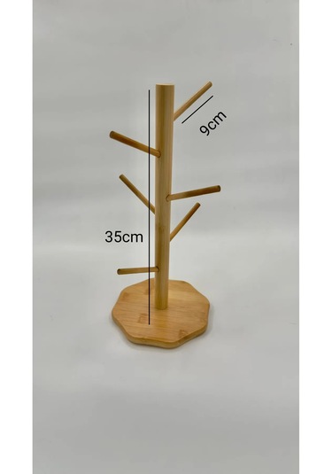 Bambu 6 Lı Bardak Askılığı Doğal Ve Şık Bambu Bardak Standı 15x35 Cm Bambu
