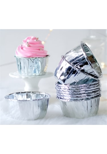 Muffin Kek Kalıbı 25 Adet Cupcake Kağıdı Metalik