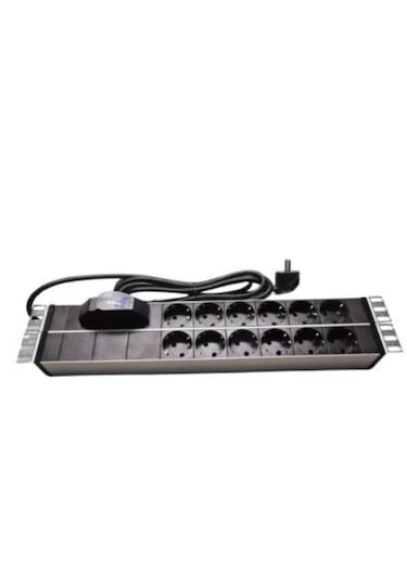 19" 2u Pdu: 12 X Schuko Tip Soketli, 16a Sigortalı, 1,5m 3x1.5mm2