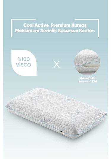 Ortopedik Isı Emici Cool Actıve Uyku Yastığı - Isı Kontrollü Akıllı Visco Yastık Terleme Önleyici Beyaz