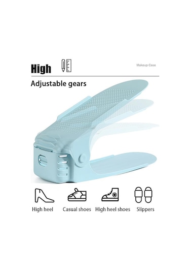 Ayarlanabilir Depolama Çift Kalınlaştırılmış Ayakkabı Rafı Katmanlı Ayakkabı Tepsisi Ev Yerden Tasarruf Sağlayan Ayakkabı Düzenleyici Ayakkabı Dolabı Rafları Yeşil