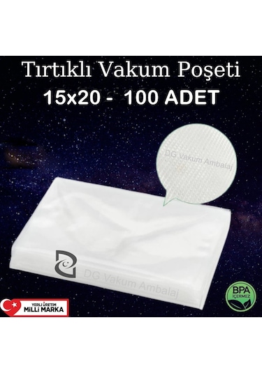 Tırtıklı Vakum Poşeti Torbası 15 x 20 CM 100 Adet