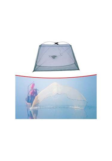 Homyl Balık Ağı Katlanabilir Istakoz Naylon Örgü Çelik 100-cmx100-cm