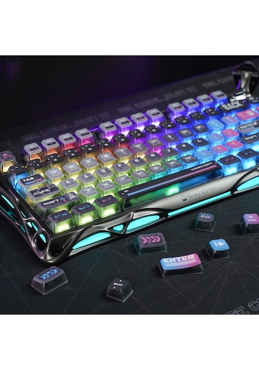 Gravastar Mekanik Oyuncu Klavyesi Tuş Takımı Seti, Mekanik Klavye İle Uyumlu Tuşlar, Cyberpunk