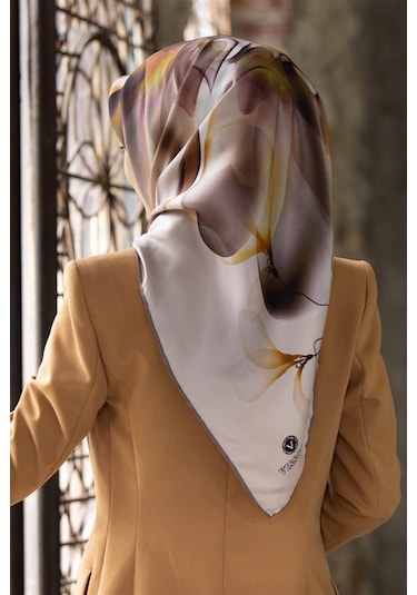Vissona Twill İpek Eşarp Bej - Gül Kurusu