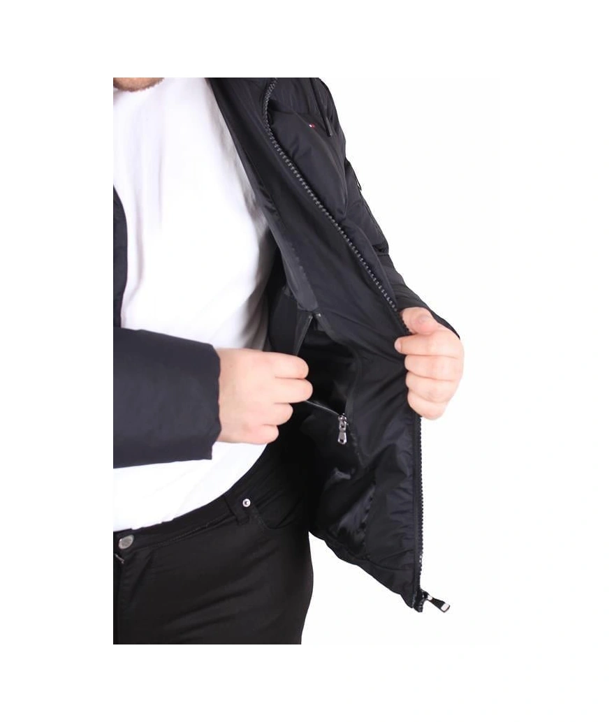 Starbattal Erkek Büyük Beden Kapüşonlu Mont Lusso 2505 Sıyah Siyah