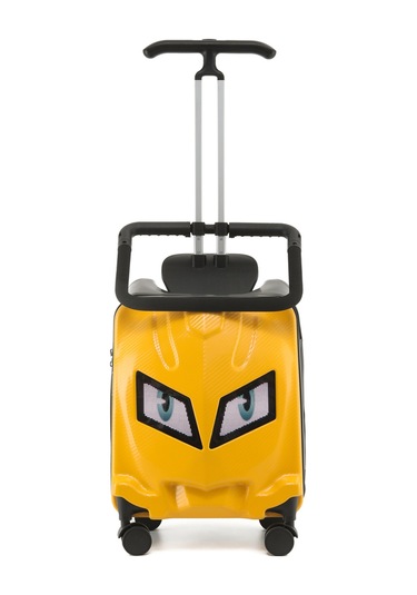 Göz Desenli Çocuk Valizi Binilebilir, Düşme Engelleyici Sarı