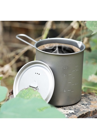 Lixada Kapaklı Ve Saplı Ti Su Bardağı Açık Kamp Çay Bardağı Gümüş