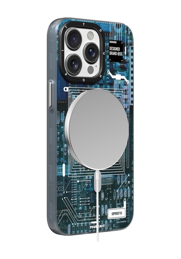 İphone 14 Pro Max Uyumlu Kılıf Magsafe Şarj Özellikli Youngkit 360 Standlı Technology Serisi Kapak Mavi