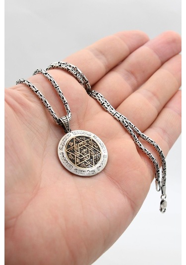 Hz. Süleyman Mührü 925 Ayar Gümüş Kolye Kral Zincir 2mm 902414 Gümüş