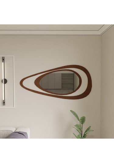 Dekoratif 2 Parçalı Lüks Pleksi Aynalı Duvar Dekoru Kahverengi