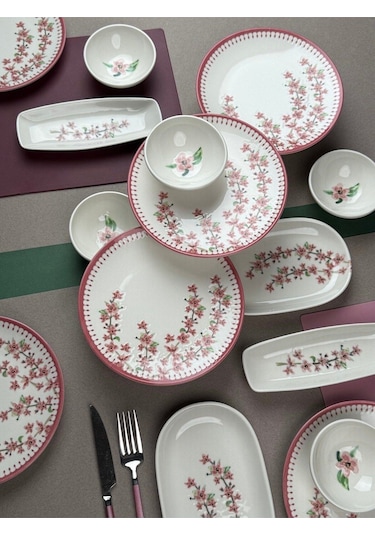 Tabak Evi Bahar Dalı Tuval Kahvaltı Takımı 6 Kişilik 14 Parça Tvl14kahprs1155 Çok Renkli