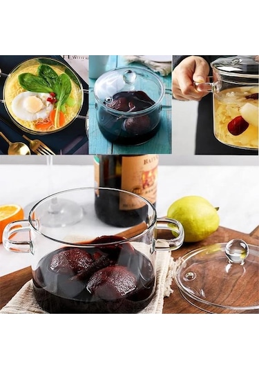 Kapaklı Borosilikat Cam Tencere Seti Şeffaf